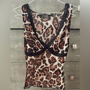 Silence + Noise Animal Print Lace Chemise